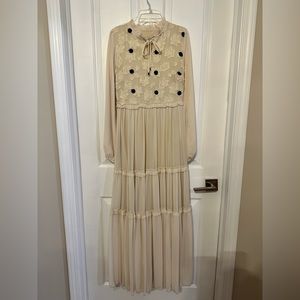 New Maxi Dress Abaya Gown outfit Women Size 38  turkey cream off white chiffon